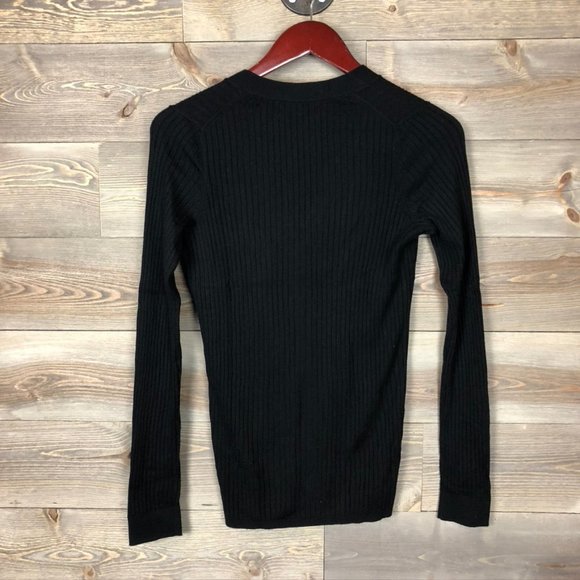 Vince Skinny Rib Knit Black Cardigan - Picture 4 of 8